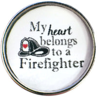 Thin Red Line My Heart Belongs To A Firefighter With Hat 18MM - 20MM Snap Charm