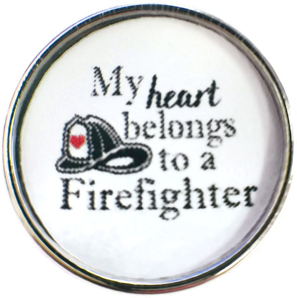Thin Red Line My Heart Belongs To A Firefighter With Hat 18MM - 20MM Snap Charm