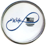Thin Blue Line Infinity with Badge Flag and word Wife 18MM - 20MM Snap Charm