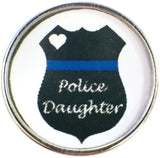 Thin Blue Line Badge Shield with Police Daughter Support your Officer 18MM - 20MM Snap Charm