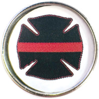 Thin Red Line Firefighter Badge For Firefighters 18MM - 20MM Snap Charm