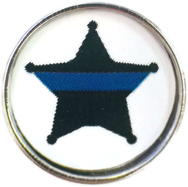 Thin Blue Line Star Badge Shield Support your Officer 18MM - 20MM Snap Charm