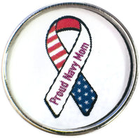 Proud Navy Mom Military Support Ribbon  18MM - 20MM Snap Charm
