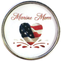 Marine Mom with USA Flag in Heart Support Our Troops 18MM - 20MM Snap Charm