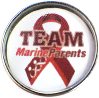 Team Marine Parents Marine Corp Support Our Troops Ribbon 18MM - 20MM Snap Charm