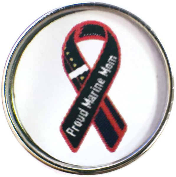 Proud Marine Mom Marine Corp Support Our Troops Ribbon 18MM - 20MM Snap Charm