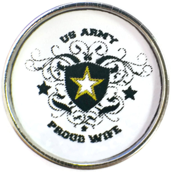 US Army Proud Wife Military Snap 18MM - 20MM Snap Charm