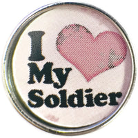 Pink Heart I Love My Soldier Military  18MM - 20MM Snap Charm