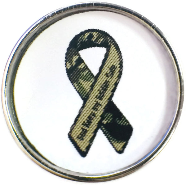 God Keep My Soldier Safe Camouflage Military Support Ribbon 18MM - 20MM Snap Charm