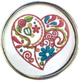 Beautiful Colorful Designer Paisley Heart  18MM - 20MM  Snap Charm