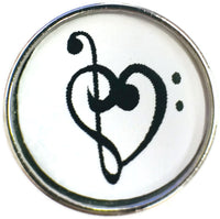 Music Note Thru Heart  18MM - 20MM Fashion Snap Jewelry Snap Charm