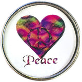 Multi Color Heart with Peace Sign   18MM - 20MM Fashion Snap Jewelry Snap Charm