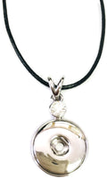 Wife With Officer Thin Blue Line Snap on 18" Leather Rope Diamond Pendant Necklace W/ Extra 18MM - 20MM Snap Charm