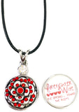 Firefighter Wife Strength Behind Boots Thin Red Line Snap on 18" Leather Rope Diamond Pendant Necklace W/ Extra 18MM - 20MM Snap Charm