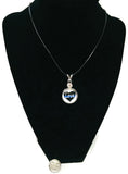 Love Heart Officer Thin Blue Line Snap on 18" Leather Rope Diamond Pendant Necklace W/ Extra 18MM - 20MM Snap Charm