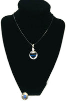 Heart Officer Thin Blue Line Snap on 18" Leather Rope Diamond Pendant Necklace W/ Extra 18MM - 20MM Snap Charm