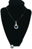 Heart Officer Thin Blue Line Snap on 18" Leather Rope Diamond Pendant Necklace W/ Extra 18MM - 20MM Snap Charm