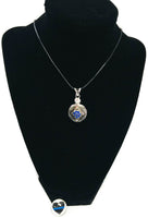 Heart Officer Thin Blue Line Snap on 18" Leather Rope Diamond Pendant Necklace W/ Extra 18MM - 20MM Snap Charm