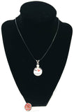 My Heart Belongs To A Firefighter Thin Red Line Snap on 18" Leather Rope Diamond Pendant Necklace W/ Extra 18MM - 20MM Snap Charm