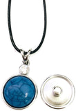 Love Heart Badge Officer Thin Blue Line Snap on 18" Leather Rope Diamond Pendant Necklace W/ Extra 18MM - 20MM Snap Charm