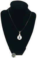 Support Ribbon Officer Thin Blue Line Snap on 18" Leather Rope Diamond Pendant Necklace W/ Extra 18MM - 20MM Snap Charm