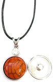 Proud Marine Mom Snap on 18" Leather Rope Diamond Pendant Necklace W/ Extra 18MM - 20MM Snap Charm