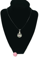 Army Wife Pink Heart Snap on 18" Leather Rope Diamond Pendant Necklace W/ Extra 18MM - 20MM Snap Charm