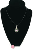 Army Wife Pink Heart Snap on 18" Leather Rope Diamond Pendant Necklace W/ Extra 18MM - 20MM Snap Charm