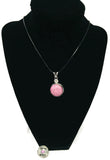 Army Wife Pink Heart Snap on 18" Leather Rope Diamond Pendant Necklace W/ Extra 18MM - 20MM Snap Charm