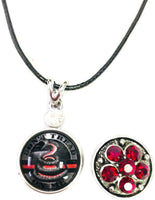 Dont Tread On Me Firefighter Thin Red Line Snap on 18" Leather Rope Diamond Pendant Necklace W/ Extra 18MM - 20MM Snap Charm
