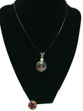 Dont Tread On Me Firefighter Thin Red Line Snap on 18" Leather Rope Diamond Pendant Necklace W/ Extra 18MM - 20MM Snap Charm