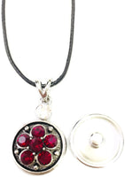Dont Tread On Me Firefighter Thin Red Line Snap on 18" Leather Rope Diamond Pendant Necklace W/ Extra 18MM - 20MM Snap Charm