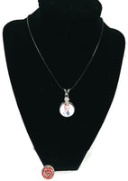 Proud Navy Mom Snap on 18" Leather Rope Diamond Pendant Necklace W/ Extra 18MM - 20MM Snap Charm