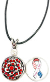 Proud Navy Mom Snap on 18" Leather Rope Diamond Pendant Necklace W/ Extra 18MM - 20MM Snap Charm