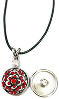 Proud Navy Mom Snap on 18" Leather Rope Diamond Pendant Necklace W/ Extra 18MM - 20MM Snap Charm