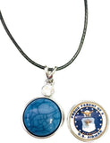 Air Force Airman Parent Snap on 18" Leather Rope Diamond Pendant Necklace W/ Extra 18MM - 20MM Snap Charm