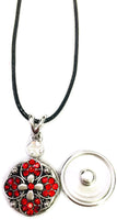 Son In US Air Force Snap on 18" Leather Rope Diamond Pendant Necklace W/ Extra 18MM - 20MM Snap Charm