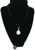 Family Officer Thin Blue Line Snap on 18" Leather Rope Diamond Pendant Necklace W/ Extra 18MM - 20MM Snap Charm