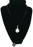 Family Officer Thin Blue Line Snap on 18" Leather Rope Diamond Pendant Necklace W/ Extra 18MM - 20MM Snap Charm