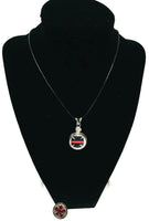 Fire Department Shield Firefighter Thin Red Line Snap on 18" Leather Rope Diamond Pendant Necklace W/ Extra 18MM - 20MM Snap Charm