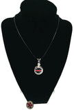 Fire Department Shield Firefighter Thin Red Line Snap on 18" Leather Rope Diamond Pendant Necklace W/ Extra 18MM - 20MM Snap Charm