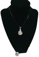 Police Lives Matter Officer Thin Blue Line Snap on 18" Leather Rope Diamond Pendant Necklace W/ Extra 18MM - 20MM Snap Charm