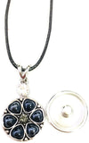 Dont Tread On Me Officer Thin Blue Line Snap on 18" Leather Rope Diamond Pendant Necklace W/ Extra 18MM - 20MM Snap Charm