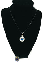 Star USA Flag Officer Thin Blue Line Snap on 18" Leather Rope Diamond Pendant Necklace W/ Extra 18MM - 20MM Snap Charm