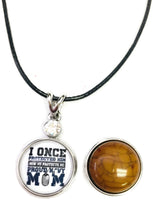Proud Navy Mom Snap on 18" Leather Rope Diamond Pendant Necklace W/ Extra 18MM - 20MM Snap Charm