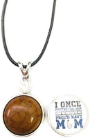 Proud Navy Mom Snap on 18" Leather Rope Diamond Pendant Necklace W/ Extra 18MM - 20MM Snap Charm