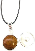 Proud Navy Mom Snap on 18" Leather Rope Diamond Pendant Necklace W/ Extra 18MM - 20MM Snap Charm
