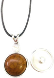 Proud Navy Mom Snap on 18" Leather Rope Diamond Pendant Necklace W/ Extra 18MM - 20MM Snap Charm