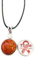 Marine Parent Snap on 18" Leather Rope Diamond Pendant Necklace W/ Extra 18MM - 20MM Snap Charm