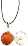 Marine Parent Snap on 18" Leather Rope Diamond Pendant Necklace W/ Extra 18MM - 20MM Snap Charm